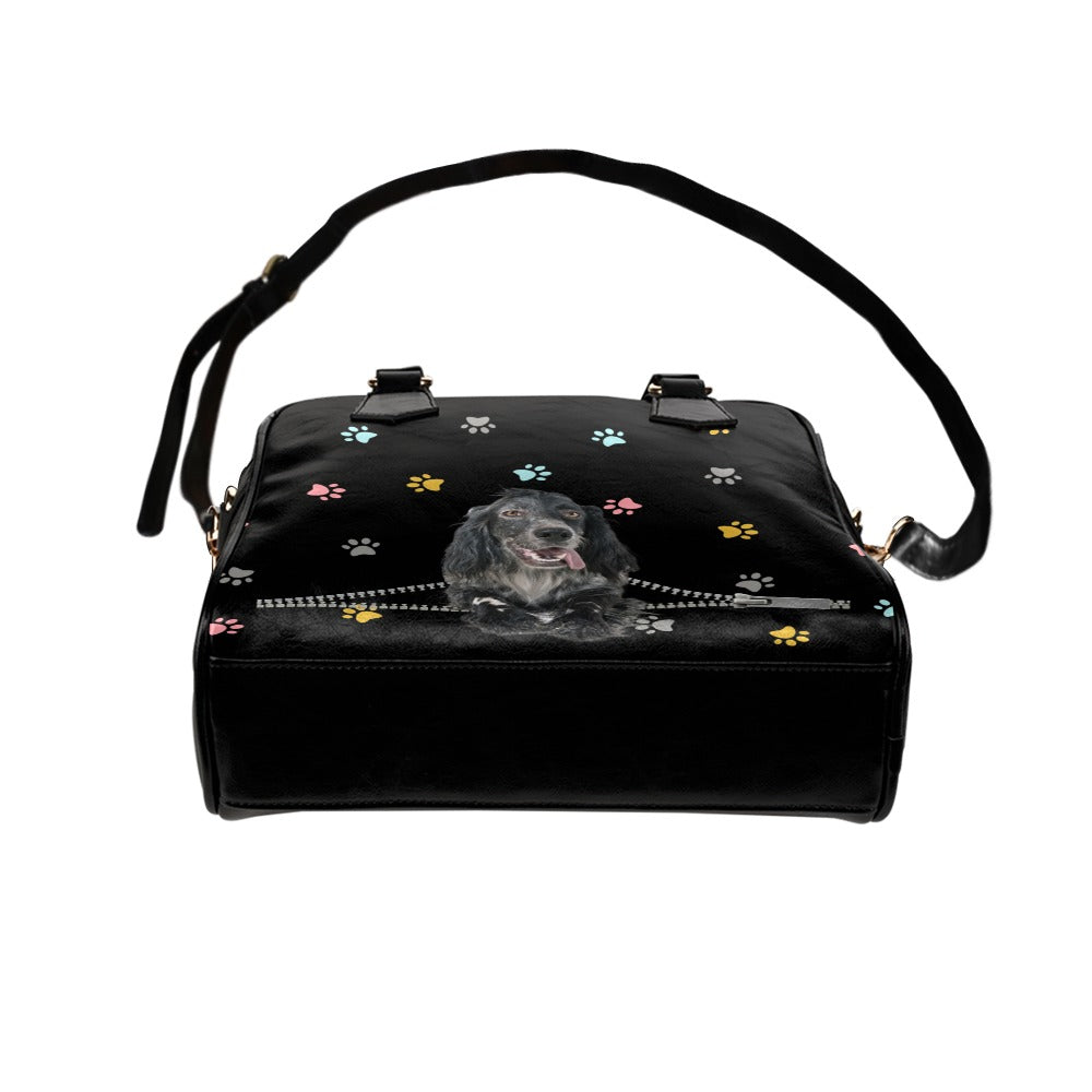 English setter Zip Colorful Paws Shoulder Handbag