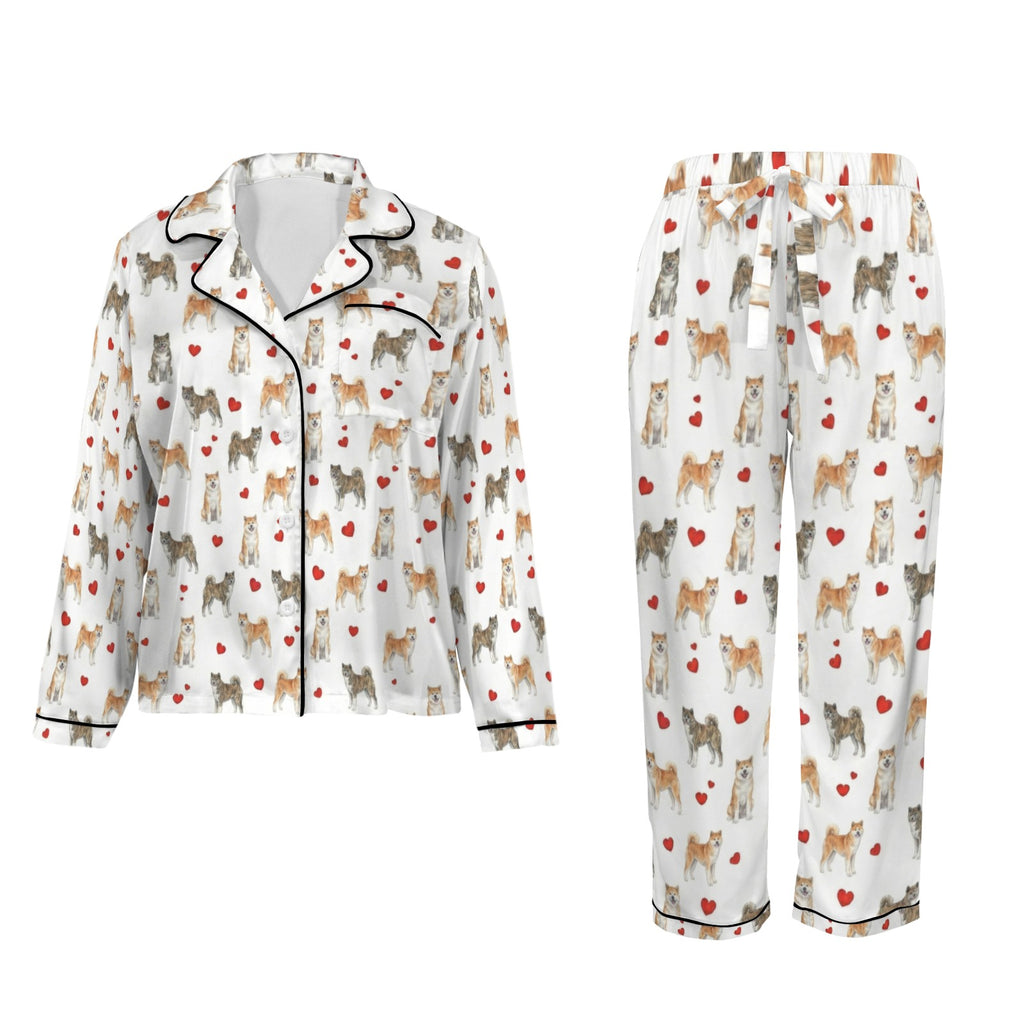 Akita Women's Long Sleeve Satin Pajama Set