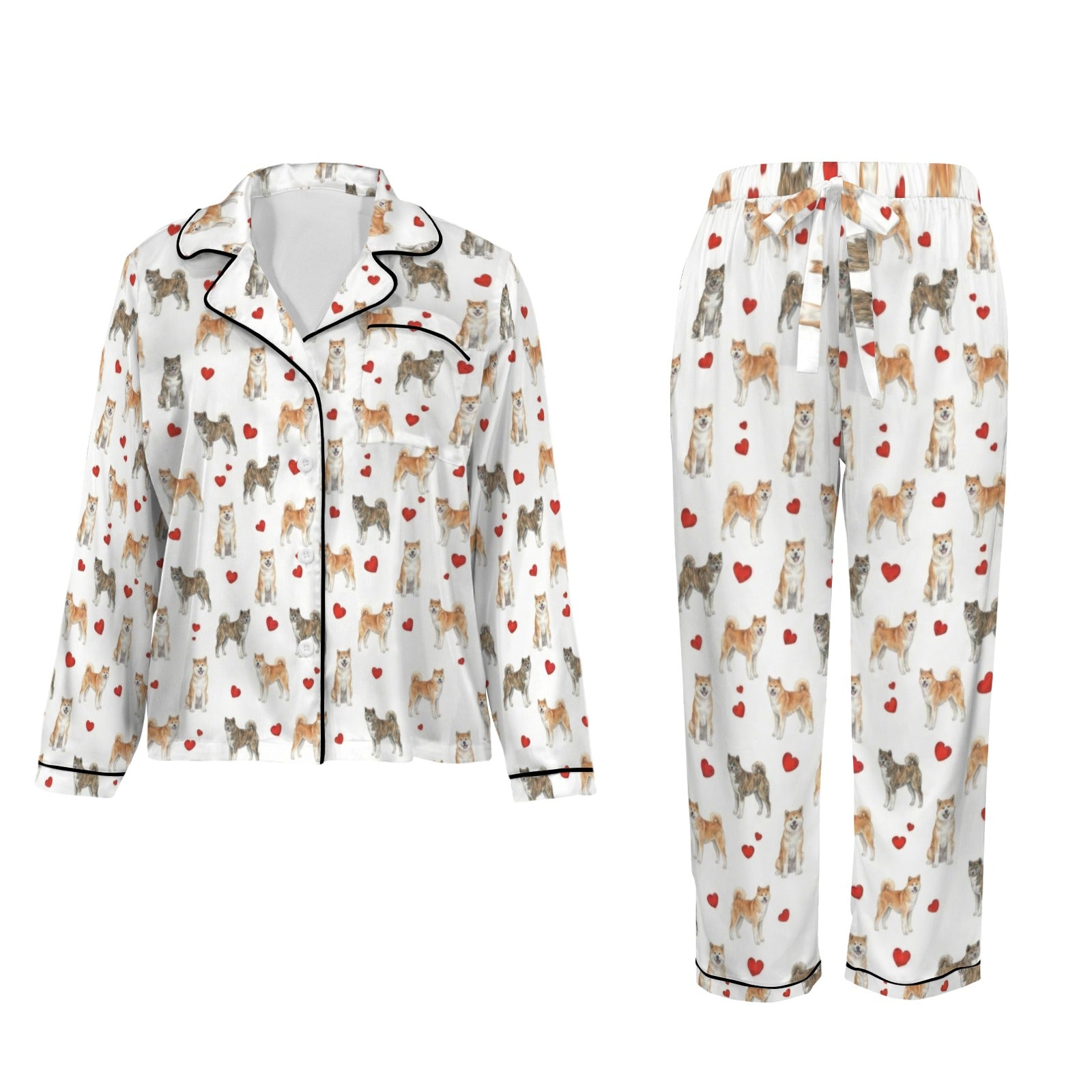 Akita Women's Long Sleeve Satin Pajama Set