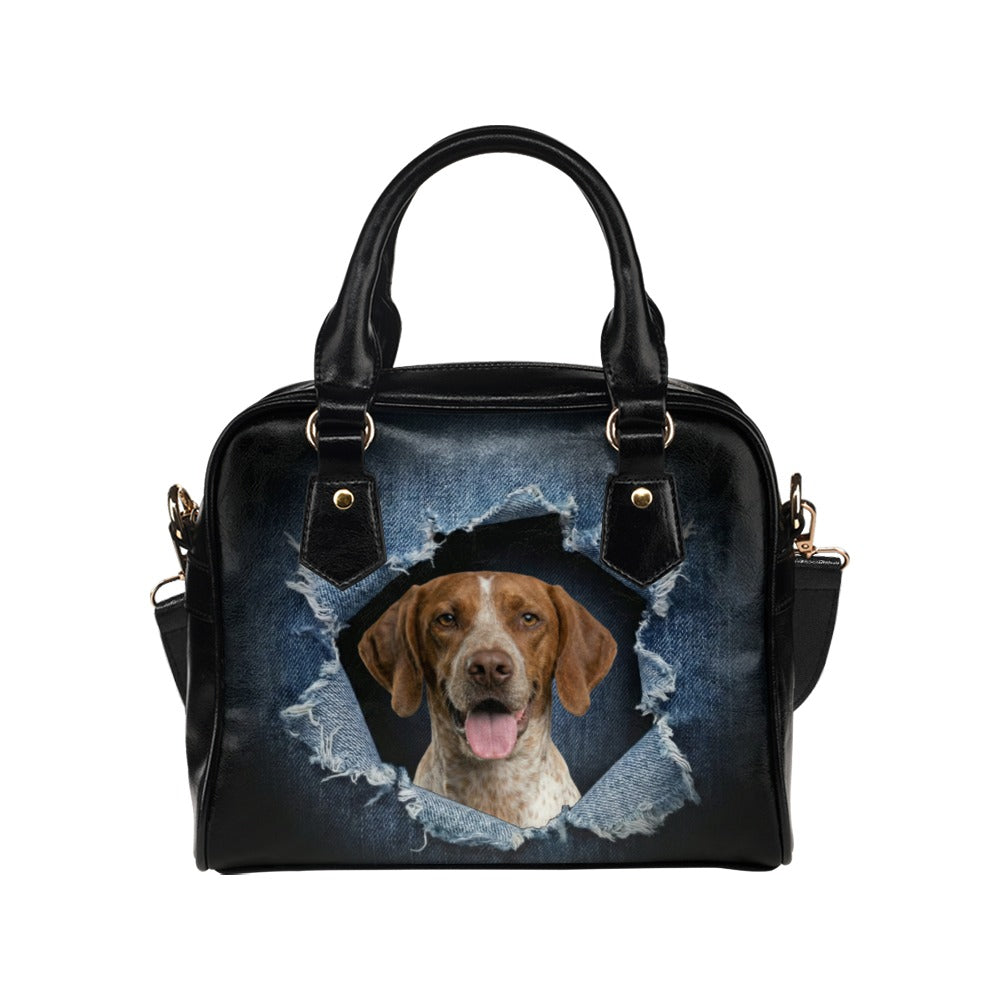 Braque Français (Gascogne) Ripped Denim Print Shoulder Handbag