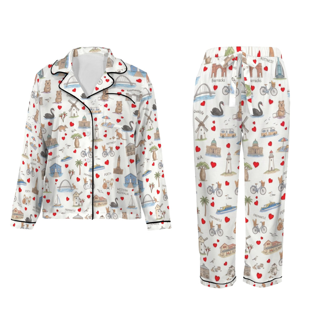 Perth (Western Australia) Women's Long Sleeve Satin Pajama Set