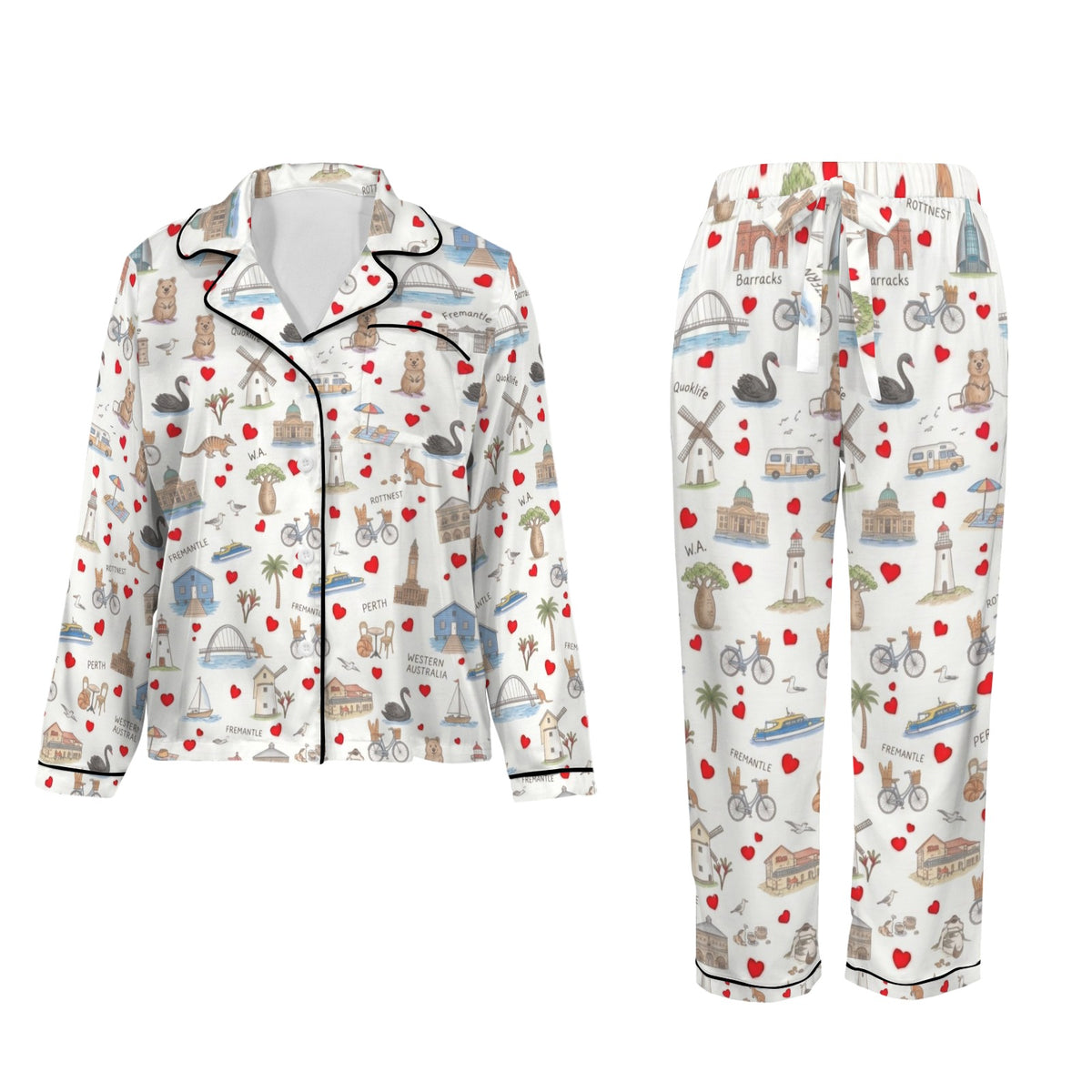 Perth (Western Australia) Women's Long Sleeve Satin Pajama Set