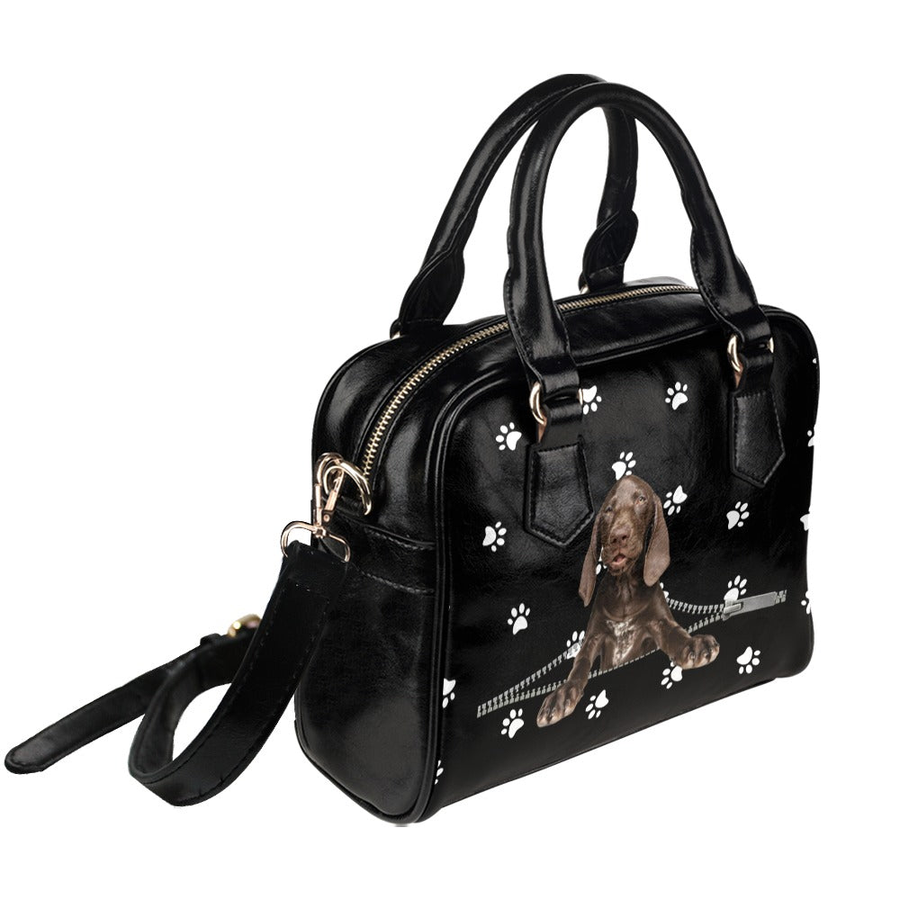 Weimaraner Zip Paws Shoulder Handbag