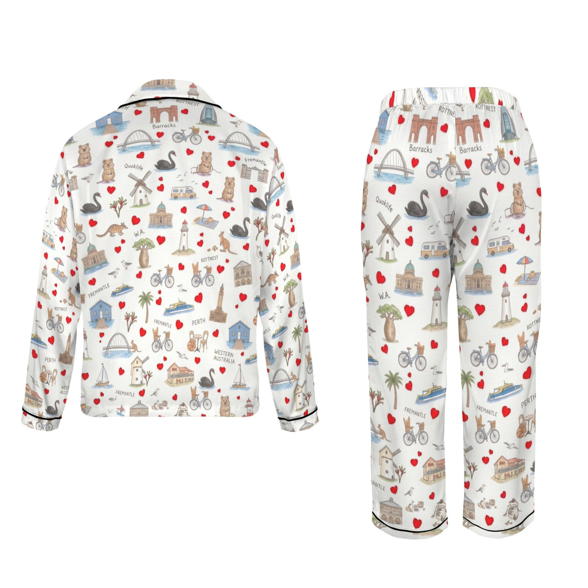 Perth (Western Australia) Women's Long Sleeve Satin Pajama Set
