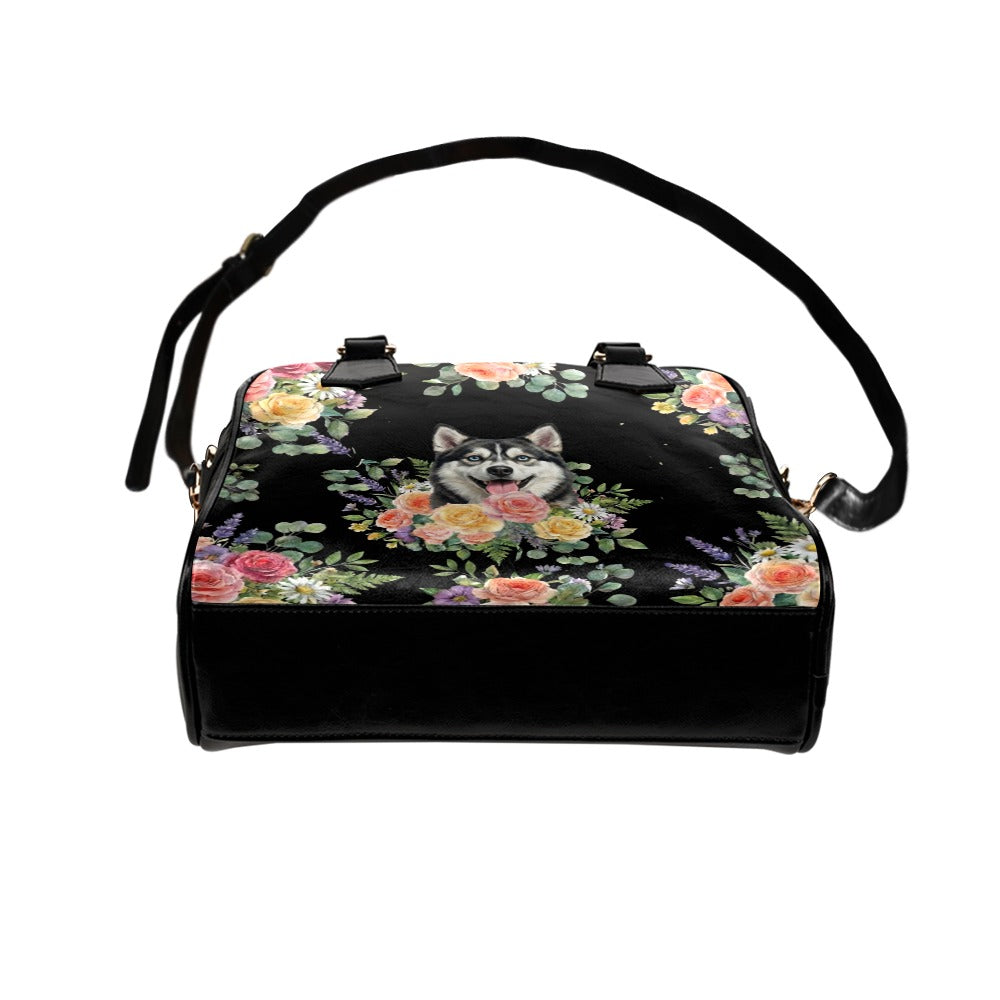 Alaskan Klee Kai Dog Flower Shoulder Handbag