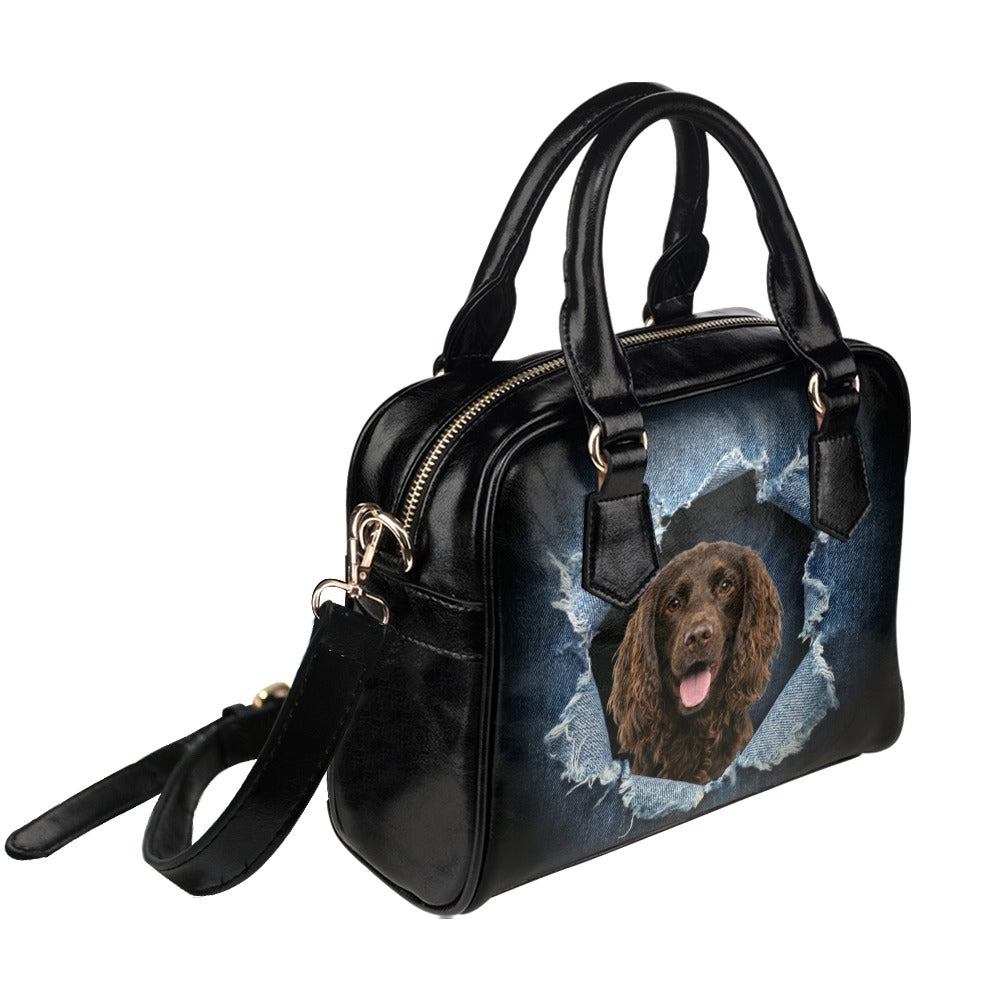Boykin Spaniel Ripped Denim Print Shoulder Handbag