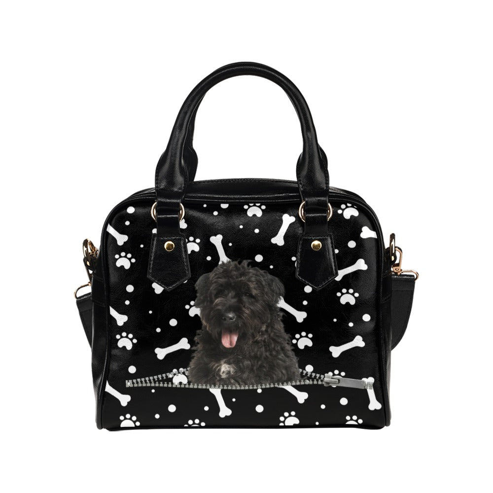 Bouvier des Flandres Zip Paws and Bones Shoulder Handbag