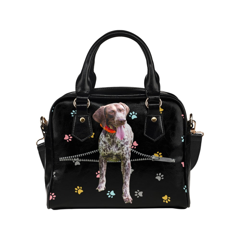 German Wirehaired Pointer Zip Colorful Paws Shoulder Handbag