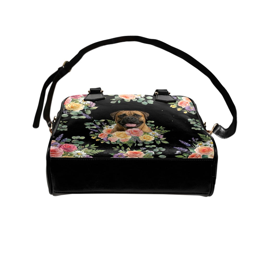 Bullmastiff Flower Shoulder Handbag
