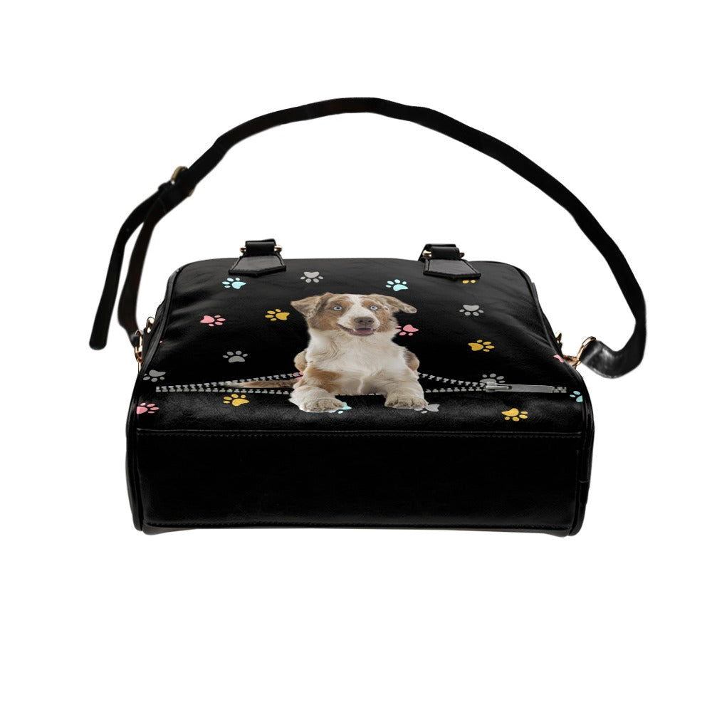 Miniature American Shepherd Zip Colorful Paws Shoulder Handbag
