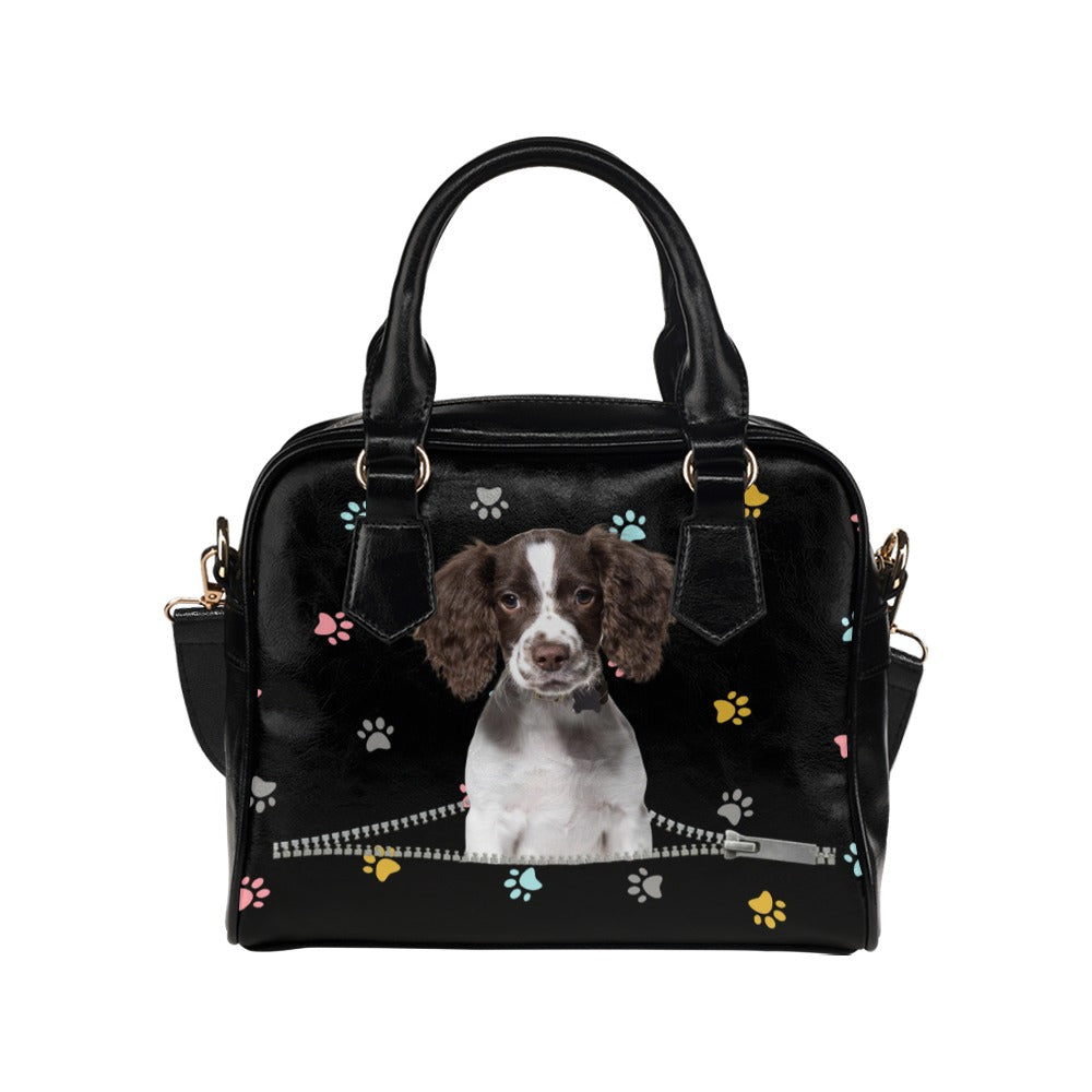 English Springer Spaniel Zip Colorful Paws Shoulder Handbag (Model 1634)