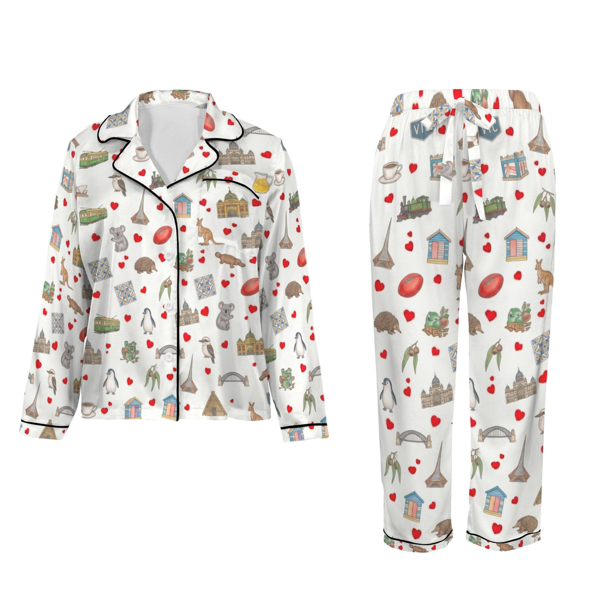 Melbourne (Victoria) Women's Long Sleeve Satin Pajama Set