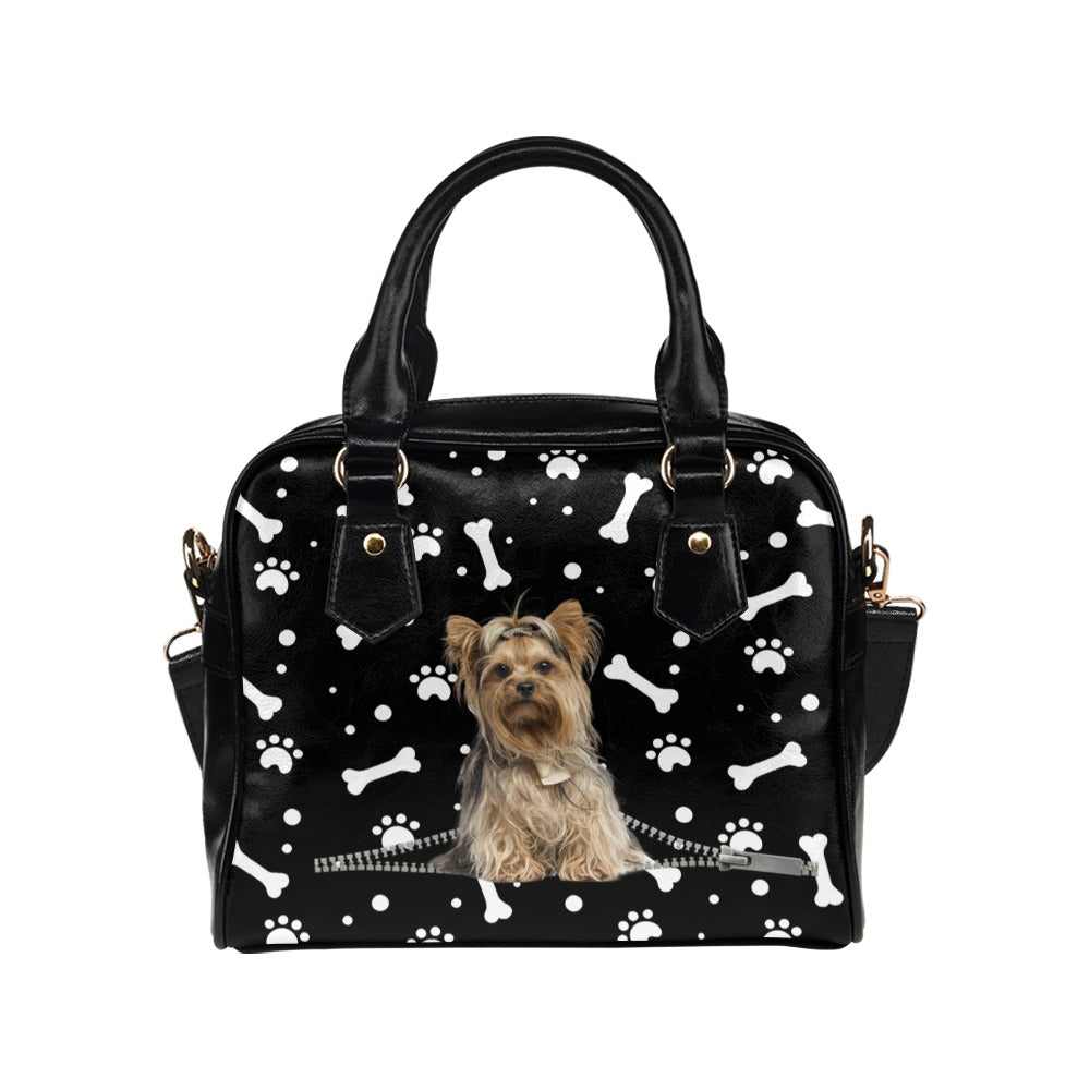 Yorkshire Terrier Zip Paws and Bones Shoulder Handbag