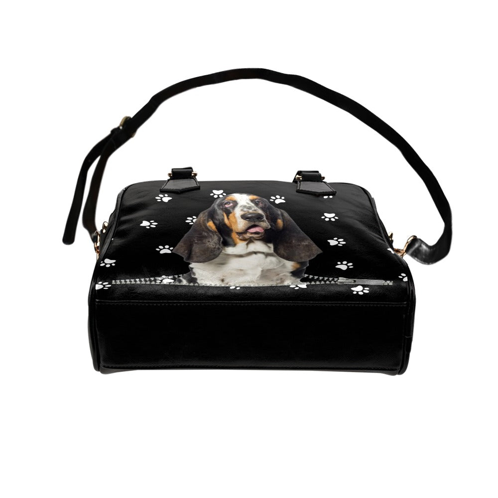 Basset Hound Zip Paws Shoulder Handbag