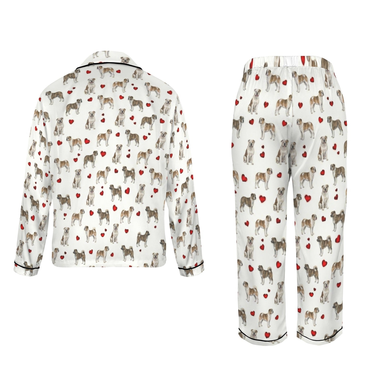 American Bulldog Women's Long Sleeve Satin Pajama Set