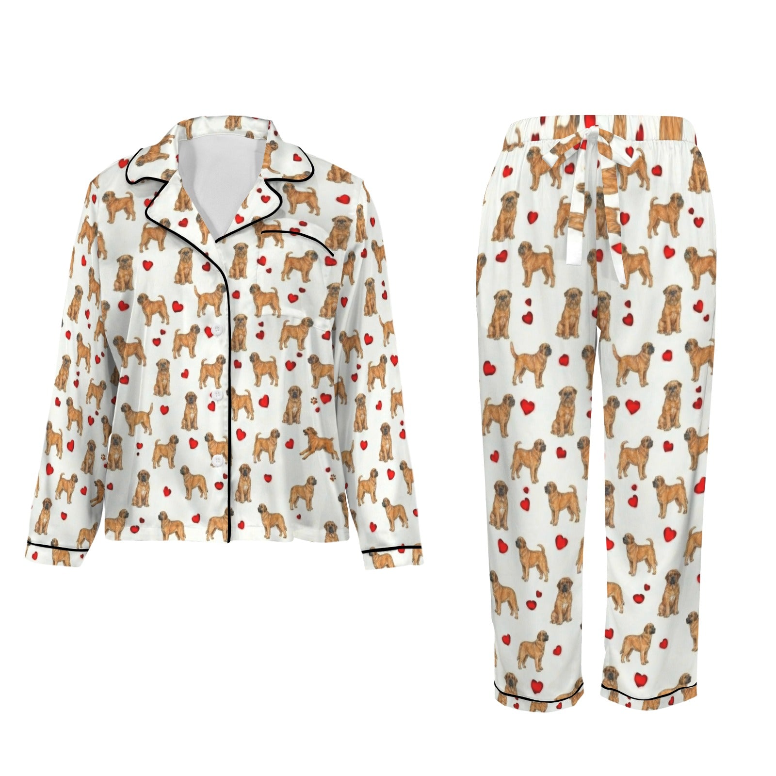 Brussels Griffon Women's Long Sleeve Satin Pajama Set