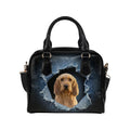 Basset Fauve de Bretagne Ripped Denim Print Shoulder Handbag