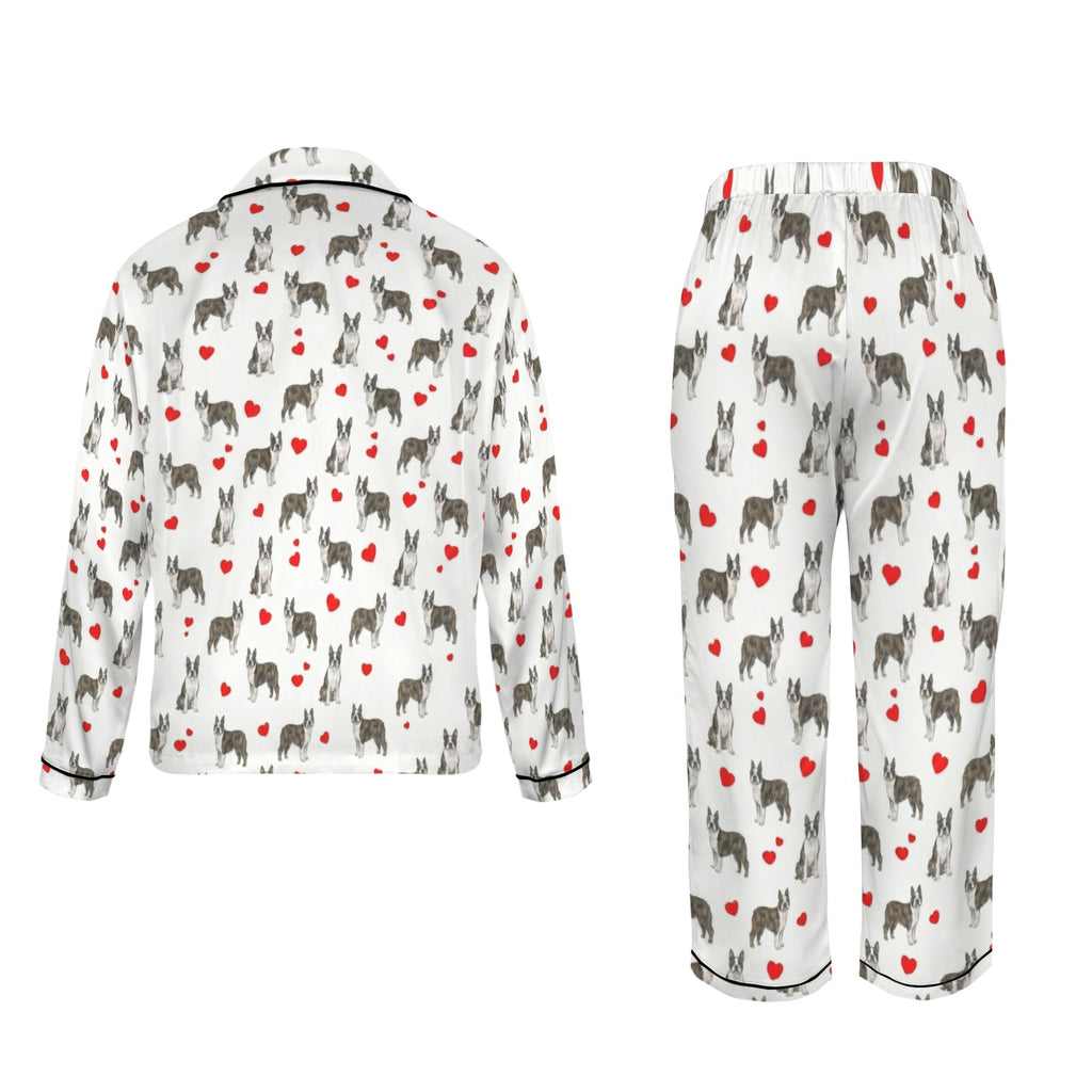 Boston Terrier Women's Long Sleeve Satin Pajama Set