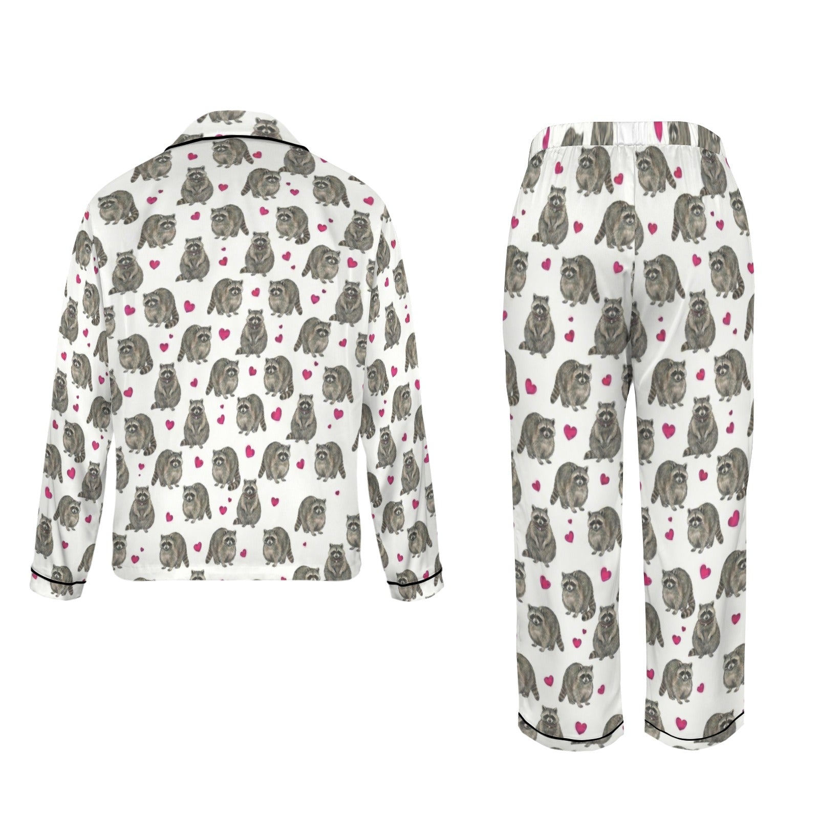 Racoon Domestic Women's Long Sleeve Satin Pajama Set