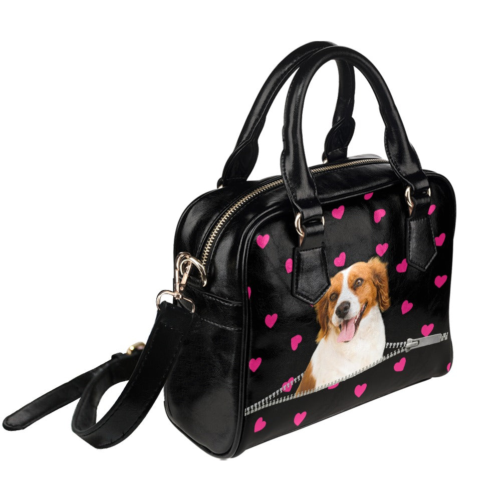 Brittany spaniel Zip Hearts Shoulder Handbag