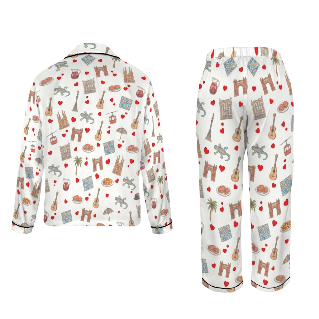 Barcelona Women's Long Sleeve Satin Pajama Set