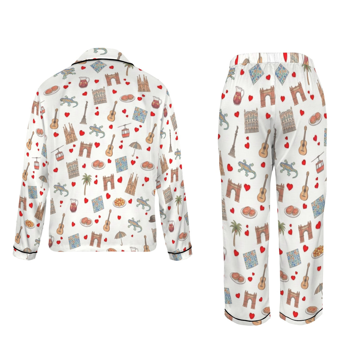 Barcelona Women's Long Sleeve Satin Pajama Set