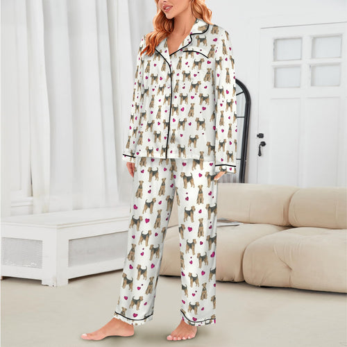 Airedale Terrier Women's Long Sleeve Satin Pajama Set