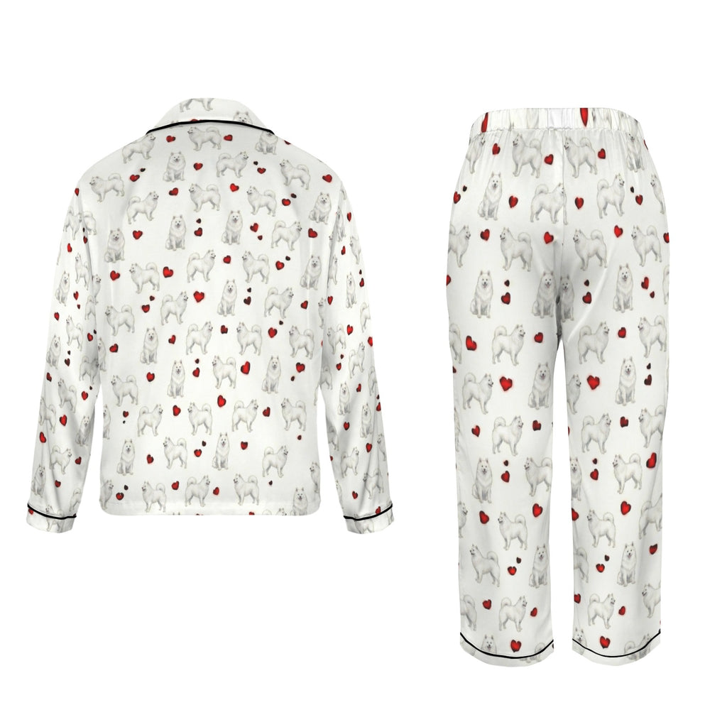 American Eskimo Dog Women's Long Sleeve Satin Pajama Set