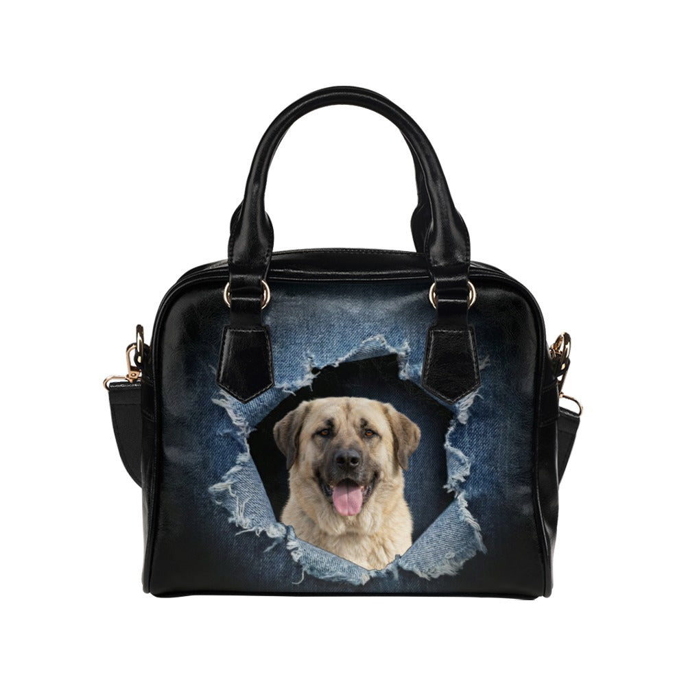 Armenian Gampr Ripped Denim Print Shoulder Handbag
