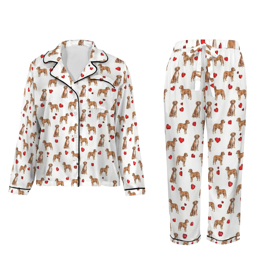 Austrian Pinscher Women's Long Sleeve Satin Pajama Set