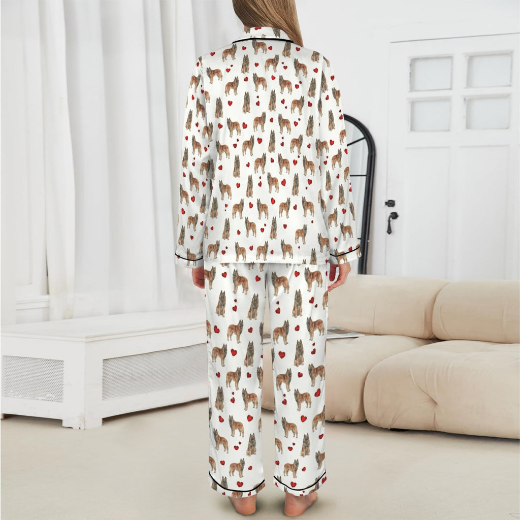 Belgian Shepherd (Tervueren) Women's Long Sleeve Satin Pajama Set