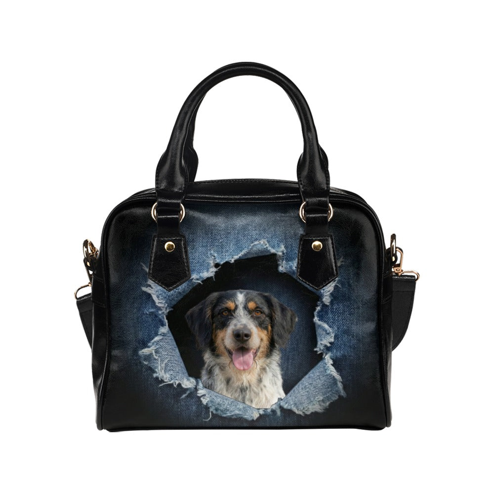 Armant Ripped Denim Print Shoulder Handbag