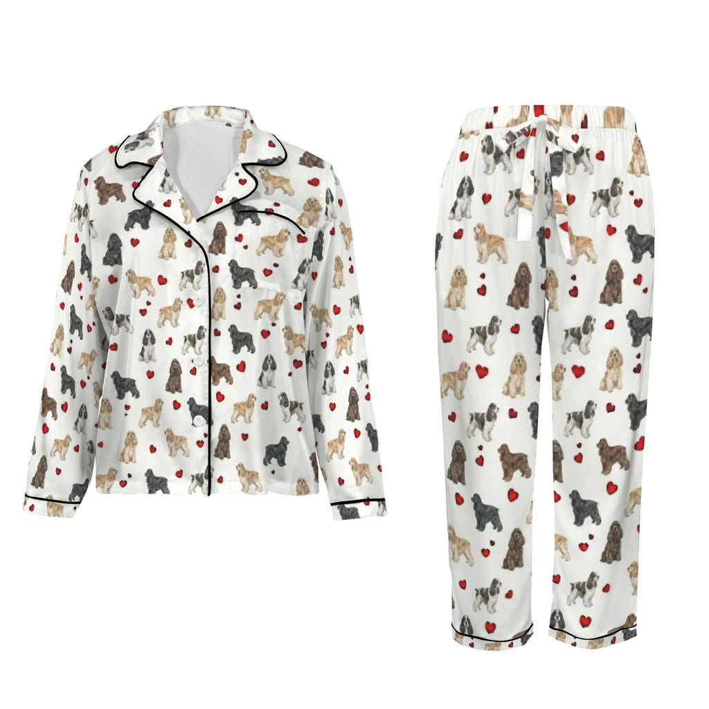 American Cocker Spaniel Women's Long Sleeve Satin Pajama Set