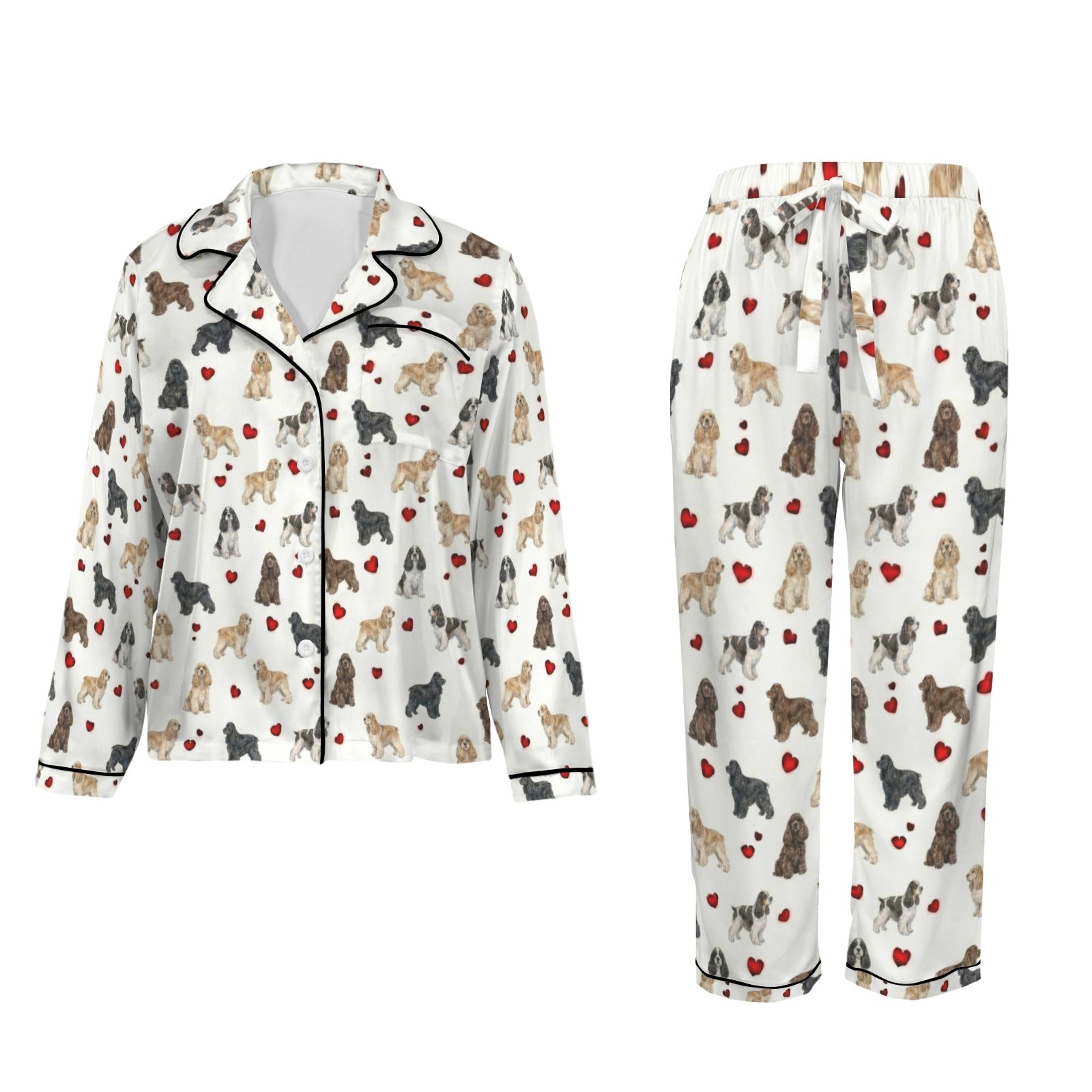 American Cocker Spaniel Women's Long Sleeve Satin Pajama Set