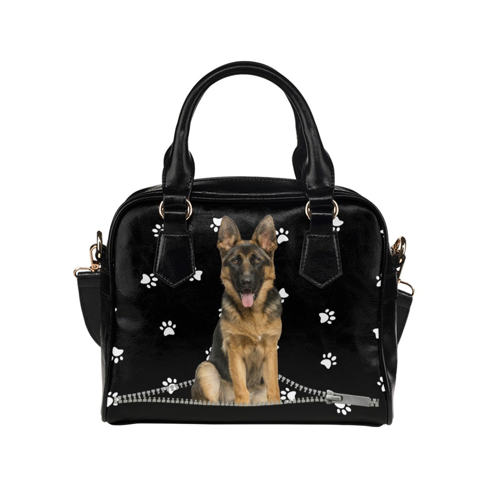 German Shepherd Zip Paws Shoulder Handbag