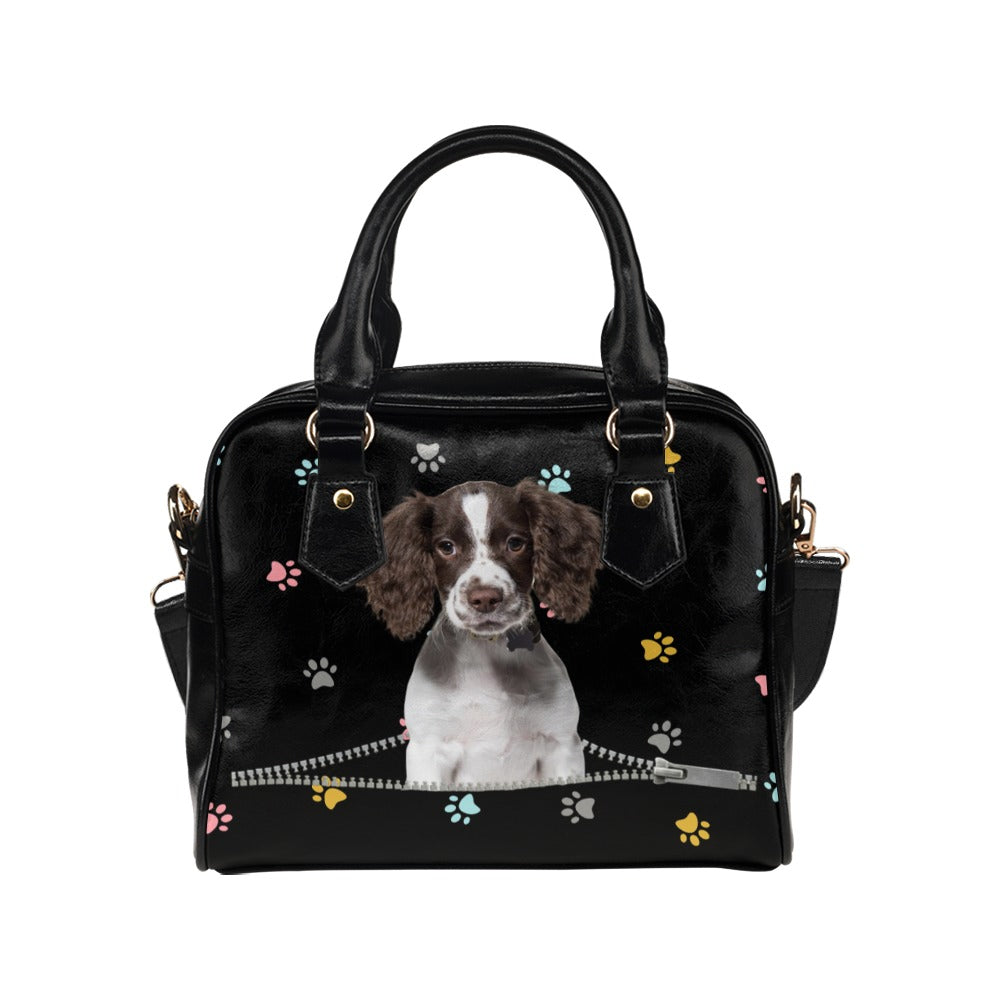 English Springer Spaniel Zip Colorful Paws Shoulder Handbag (Model 1634)