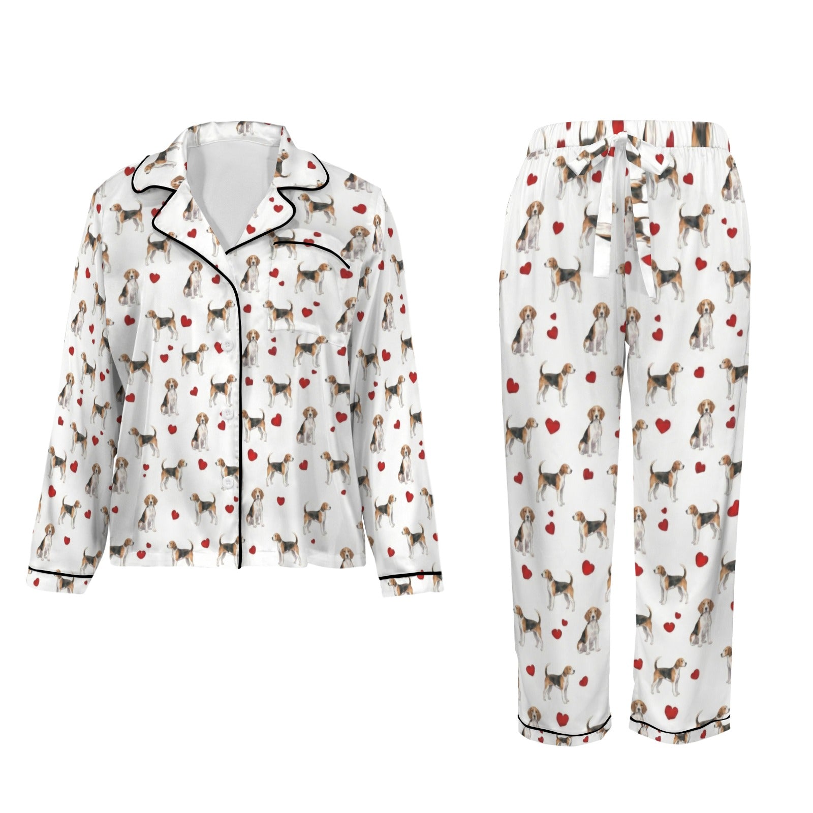 American Foxhound Women's Long Sleeve Satin Pajama Set