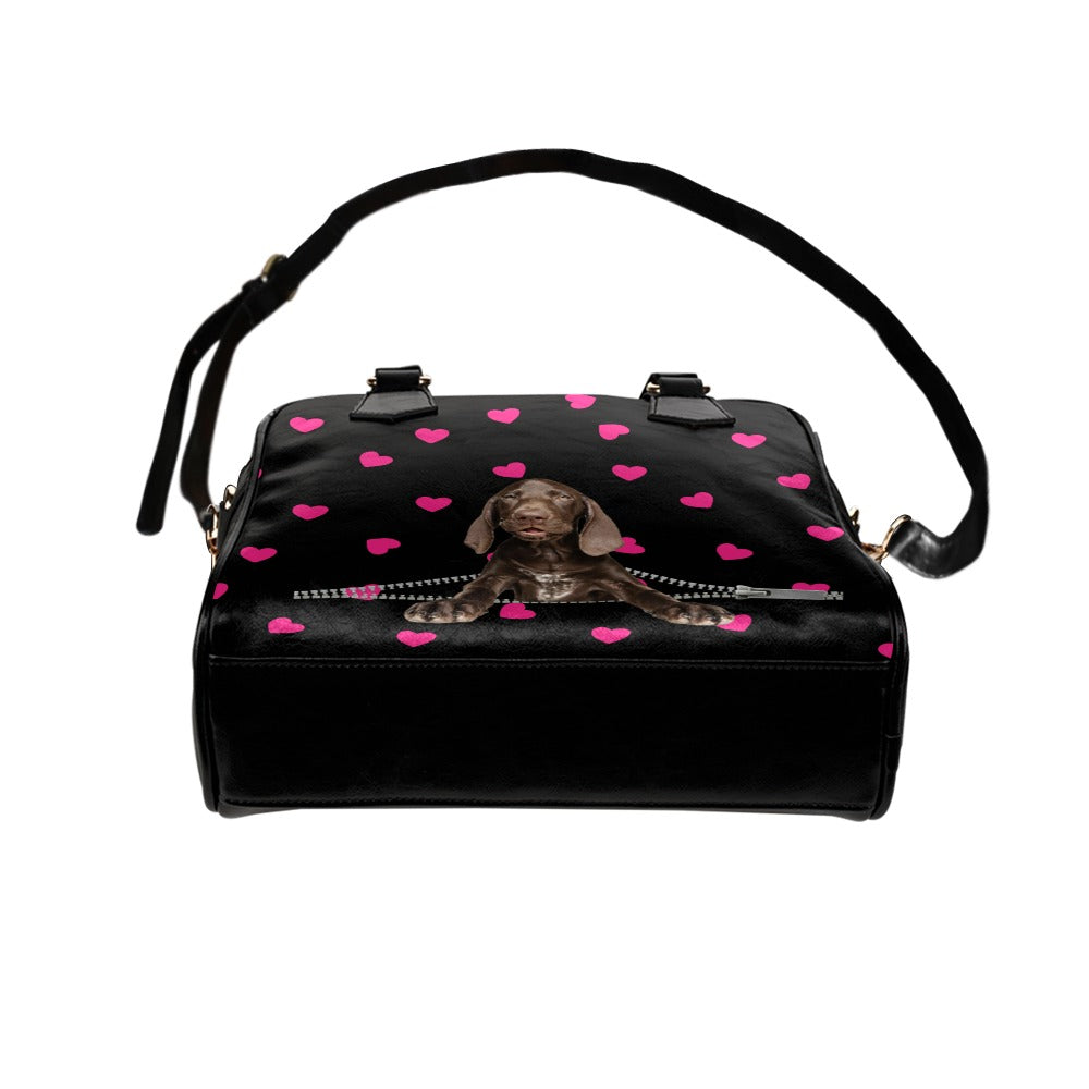Weimaraner Zip Hearts Shoulder Handbag