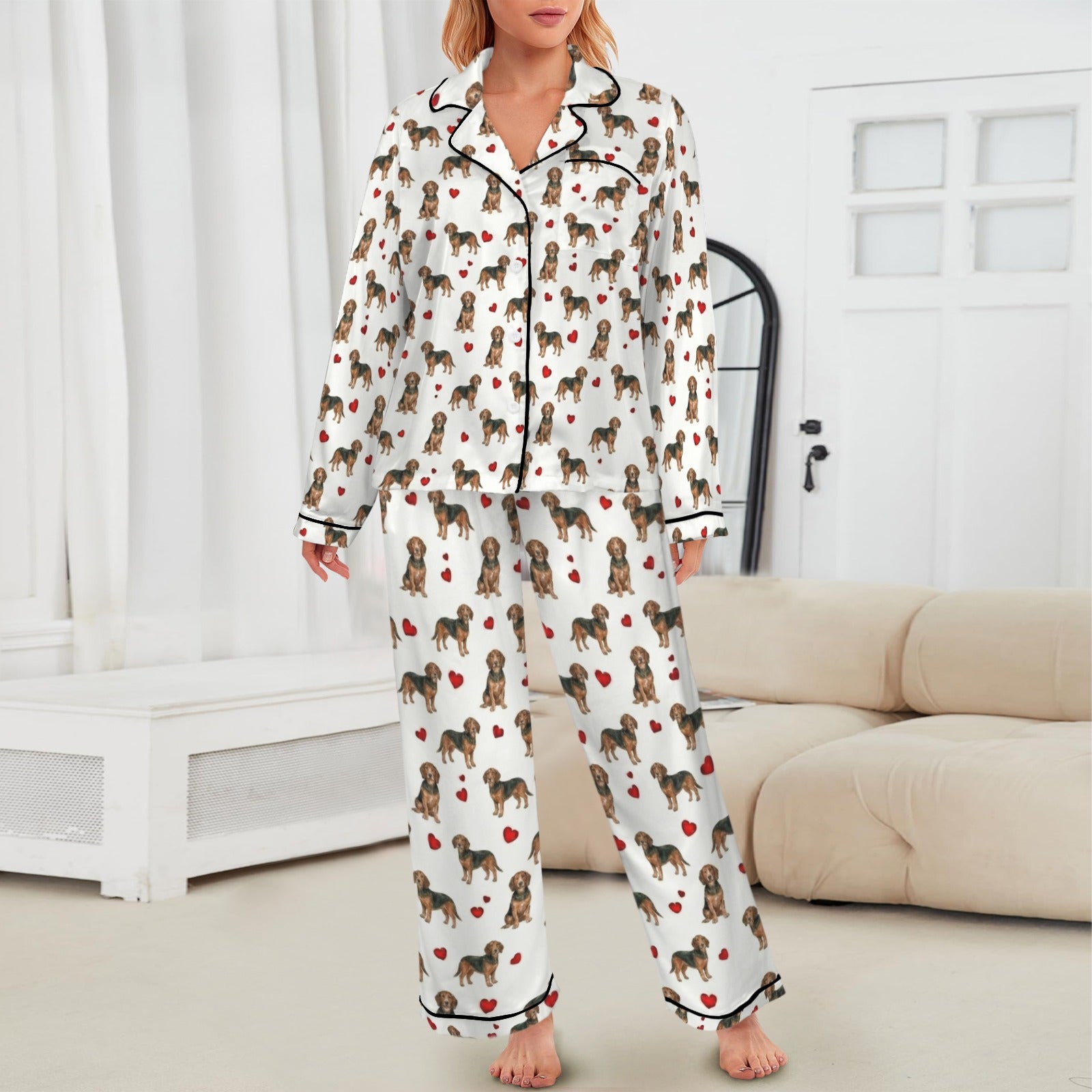 Alpine Dachsbracke Women's Long Sleeve Satin Pajama Set