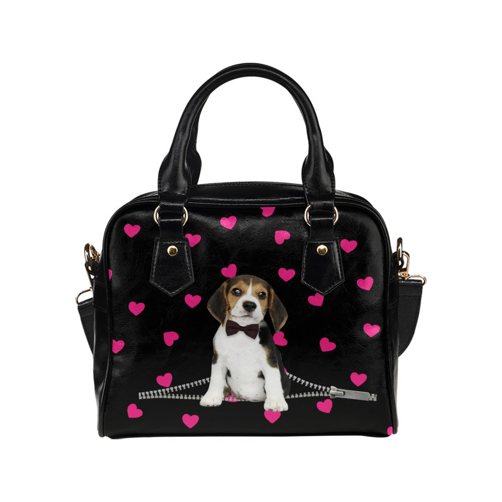 Beagle Zip Hearts Shoulder Handbag
