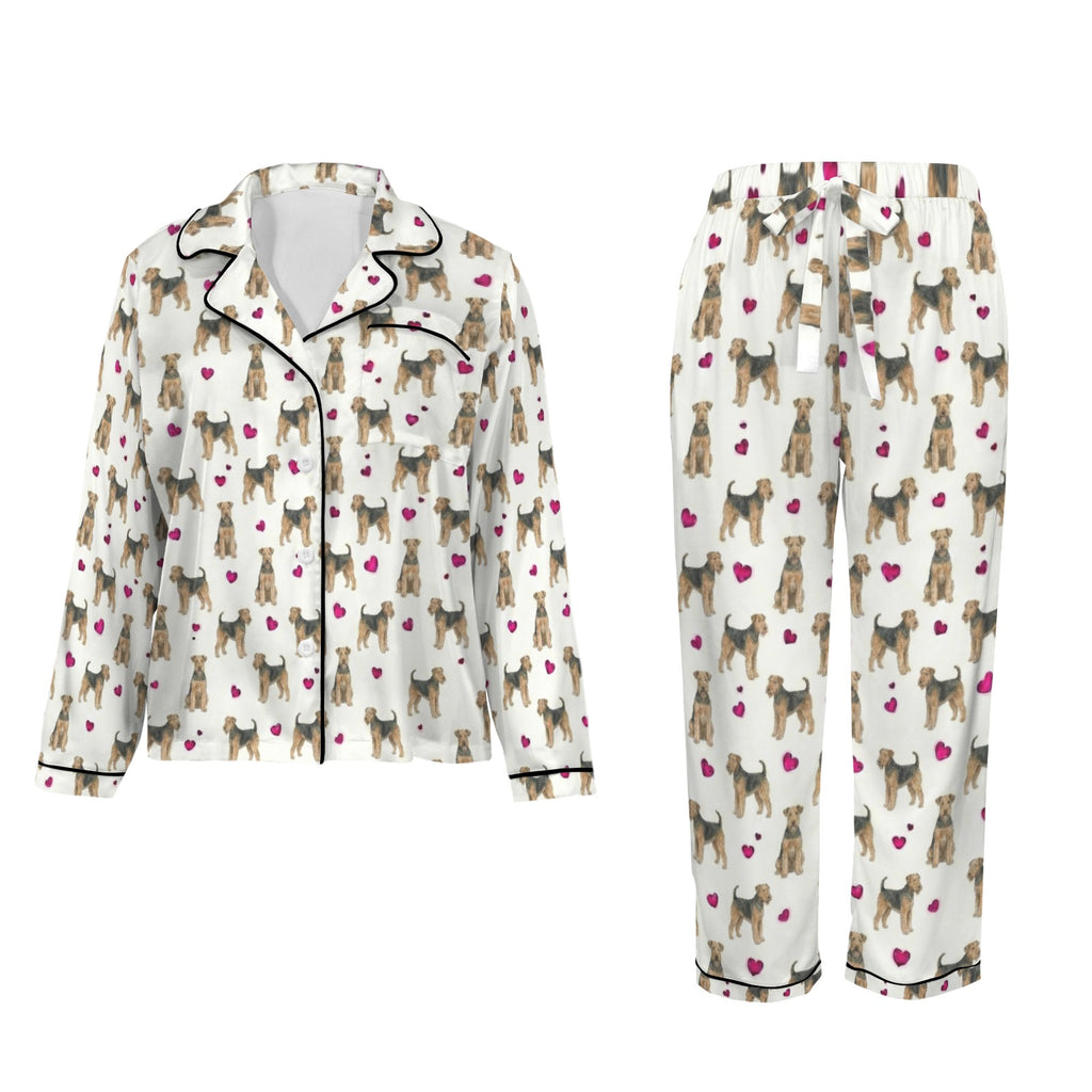 Airedale Terrier Women's Long Sleeve Satin Pajama Set