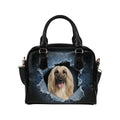 Afghan Hound Ripped Denim Print Shoulder Handbag