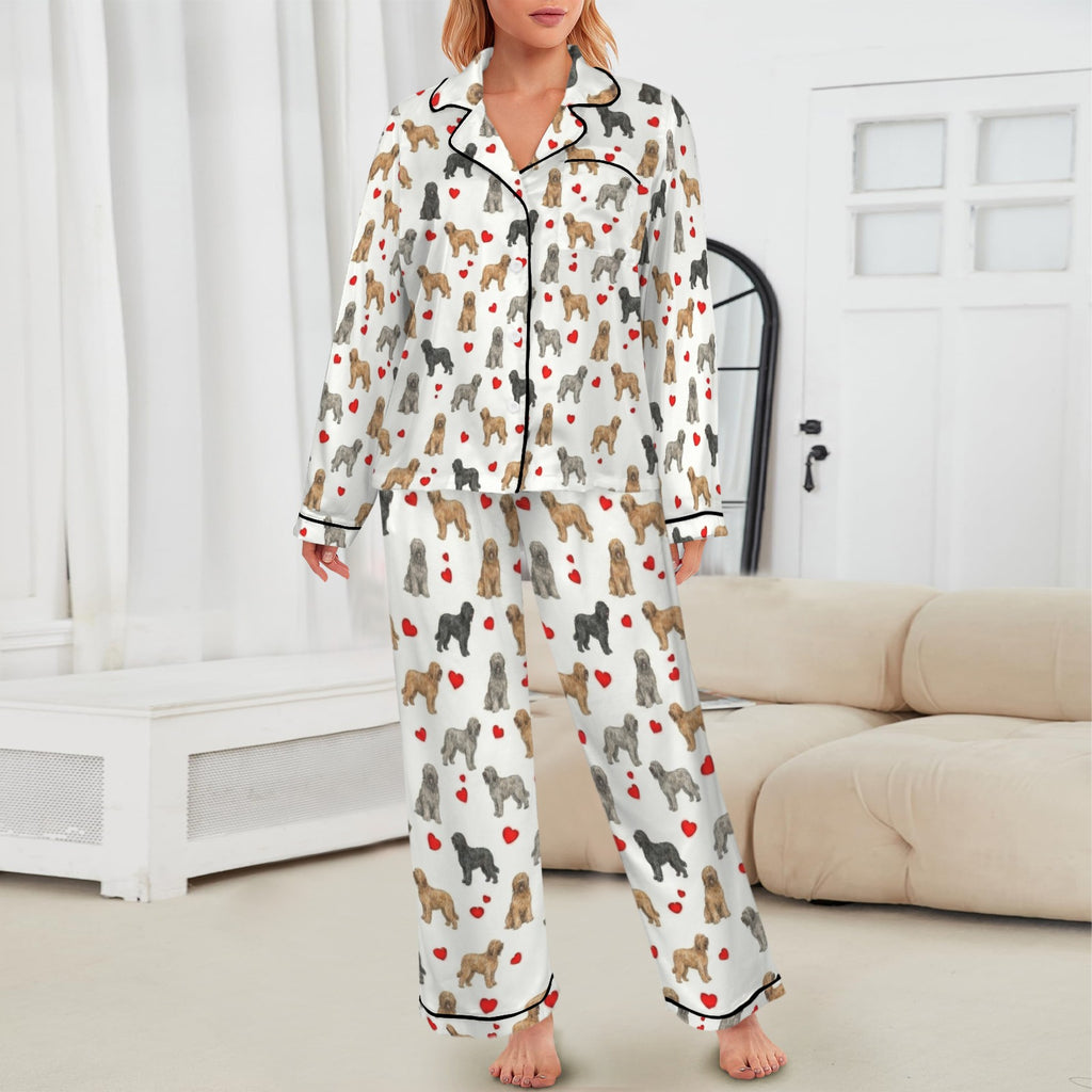 Briard Women's Long Sleeve Satin Pajama Set