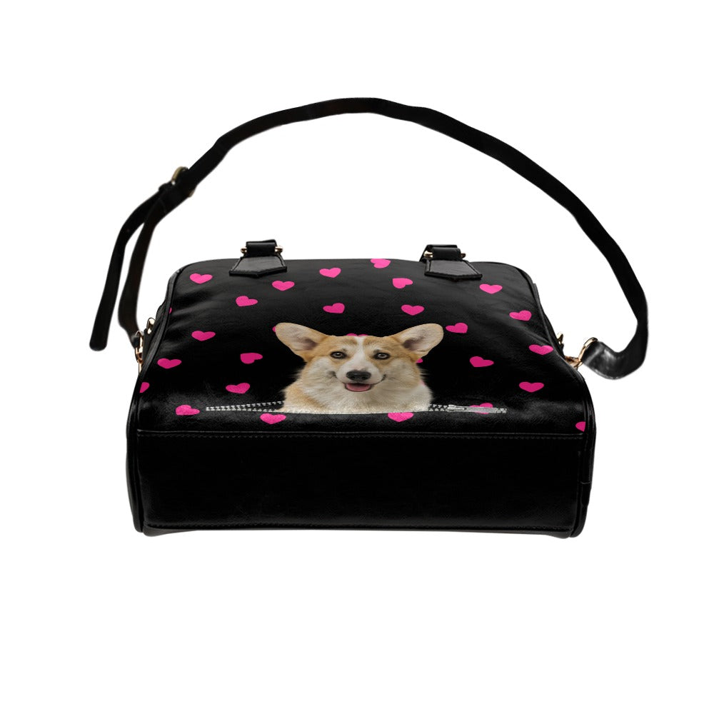 Pembroke Welsh Corgi Zip Hearts Shoulder Handbag