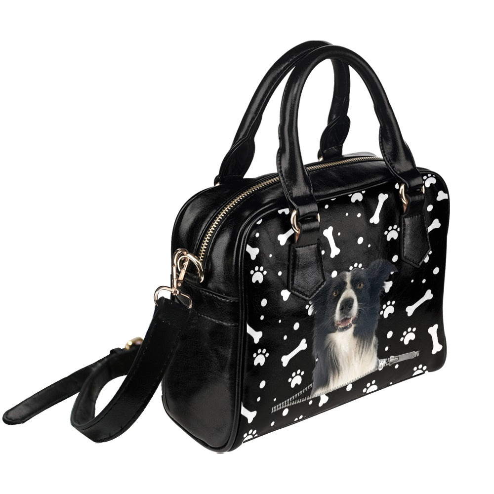 Collie Zip Paws and Bones Shoulder Handbag