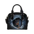 Beauceron Ripped Denim Print Shoulder Handbag