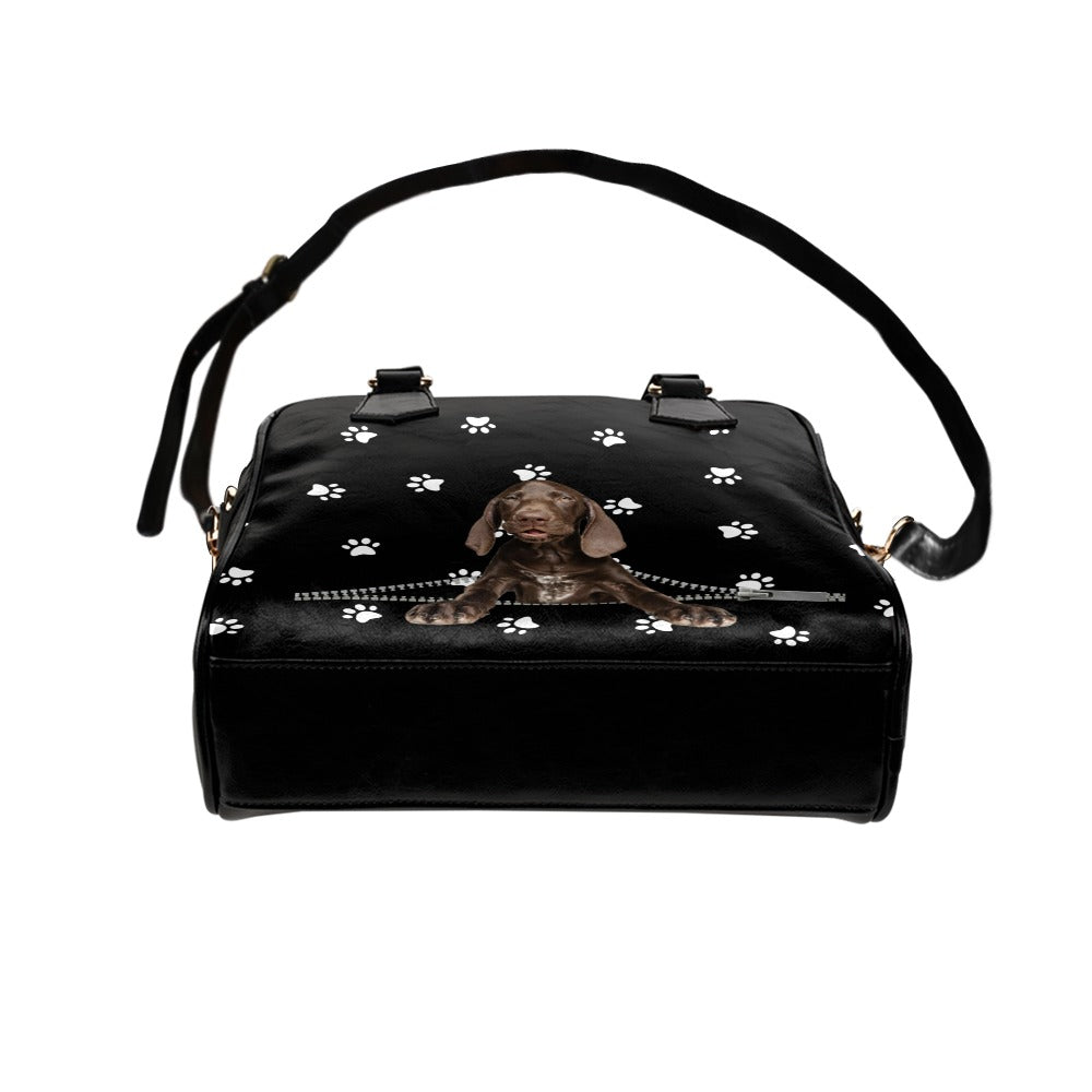 Weimaraner Zip Paws Shoulder Handbag
