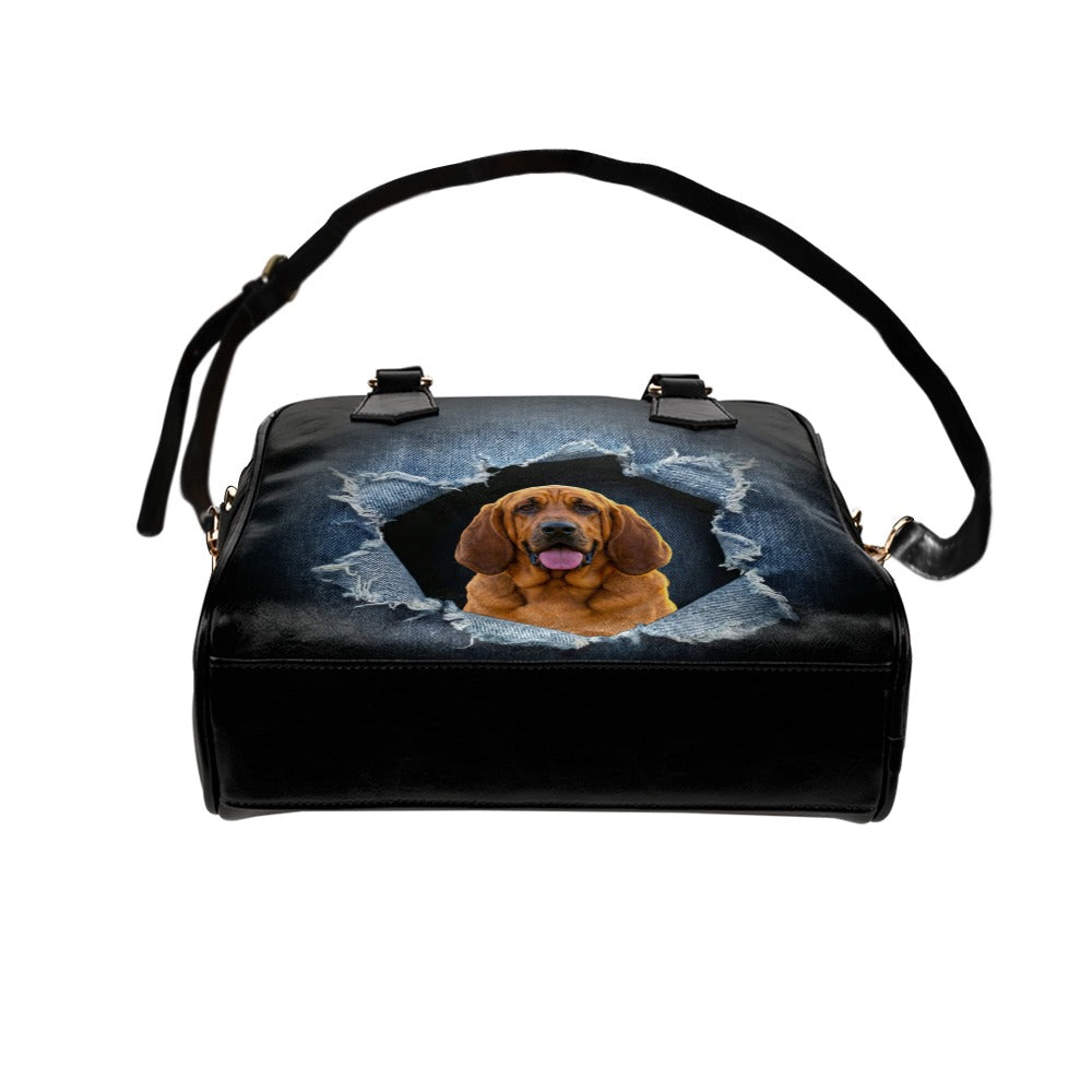 Bloodhound Ripped Denim Print Shoulder Handbag
